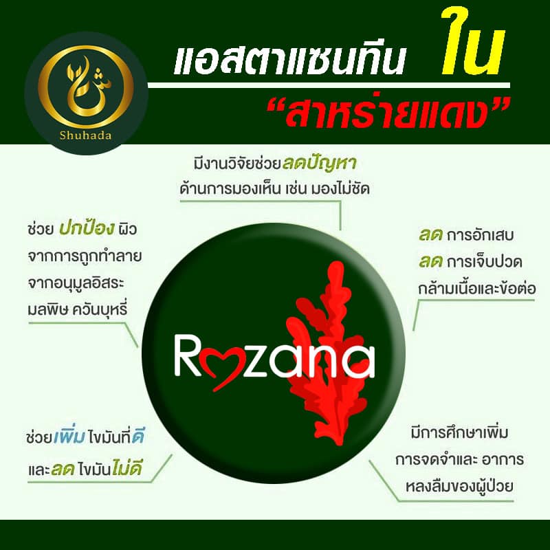 Rozana โรซาน่า บำรุงสายตา, บำรุงผิว,น้ำมันอะโวคาโด้, ลูทีน, lutein, สารสกัดดอกดาวเรือง, ซิงค์, zinc, แอสต้าแซนทีน, astaxantine, สารสกัดสาหร่ายสีแดง, แบล็คเบอรี่สกัด, blackberry