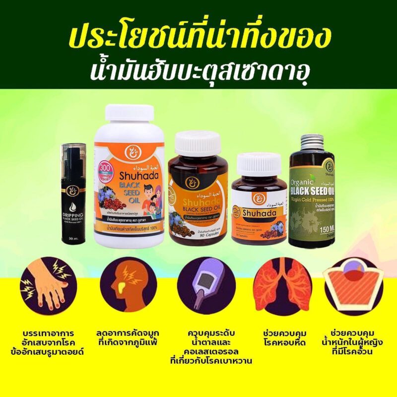 black seed oil, น้ำมันเทียนดำ, น้ำมันฮับบะห์, น้ำมันฮับบาตุซเซาดาห์, สมุนไพรนบี, ภูมิแพ้, ปวดท้องเมน, PMS, ขับน้ำคาวปลา, บำรุงน้ำนม